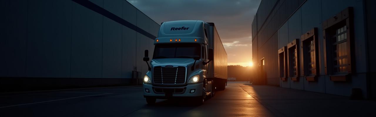 Refrigerated truck being expertly loaded at a distribution center